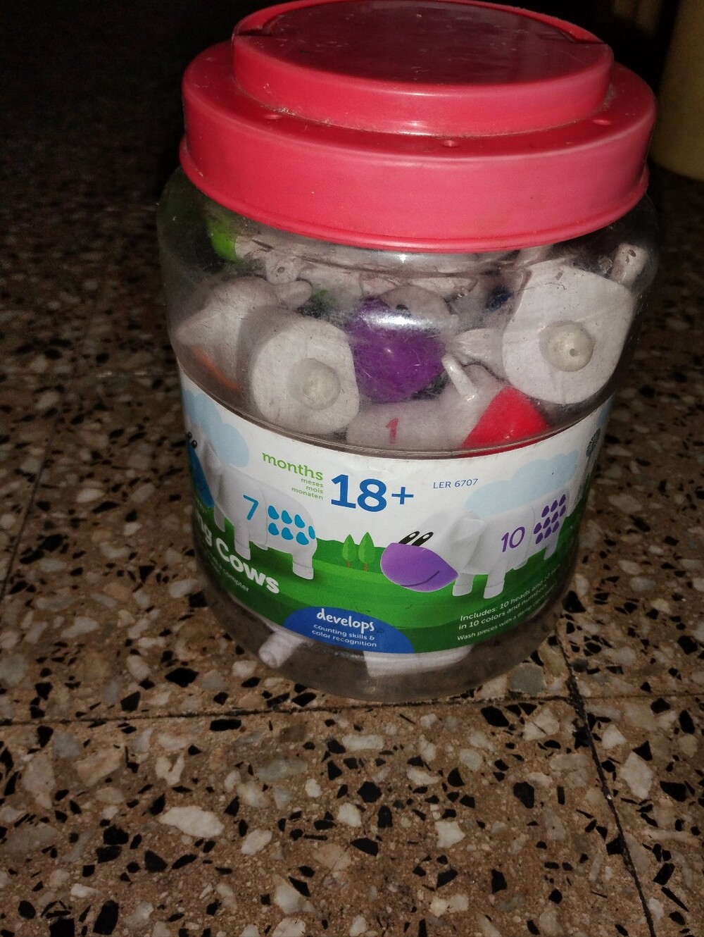 Baby Learning Toy Jar - Pink Lid Counting Cows (18+ months)